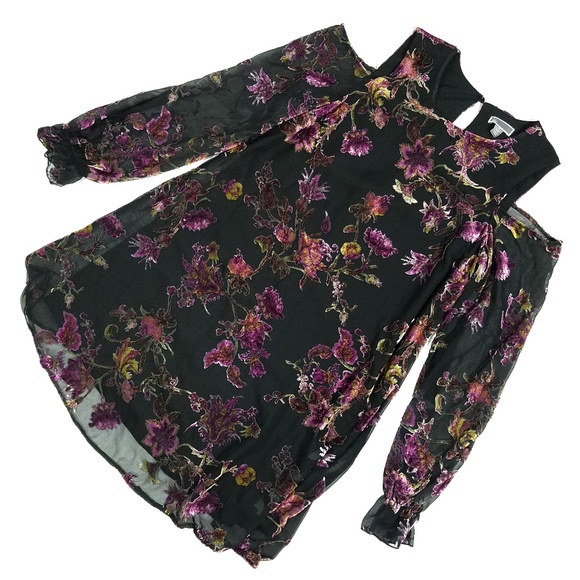 Chelsea28 Cold Shoulder Burnout Velvet Dress - Picture 3 of 4